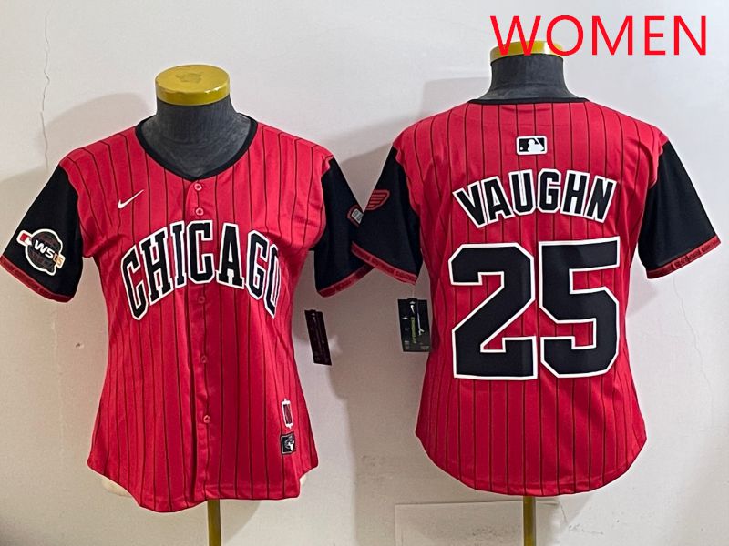 Women 2025 Chicago White Sox #25 Vaughn Red Joint Name Nike MLB Jersey style 28